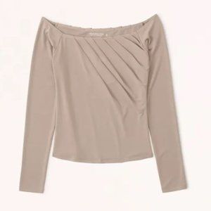 Abercrombie Long-Sleeve Draped Off-The-Shoulder Top